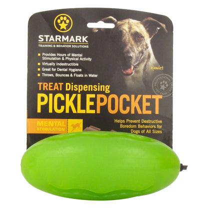 Starmark Treat Dispensing Pickle Pocket dog toy - rubber pickle-shaped treat dispenser