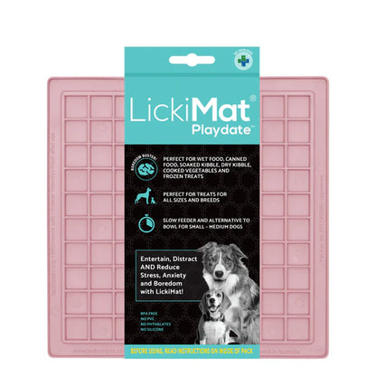 LickiMat Pastel Playdate Guava with dog licking