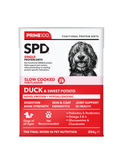 Prime100 - SPD Slow Cooked Duck & Sweet Potato - Tray of 12 x 354g