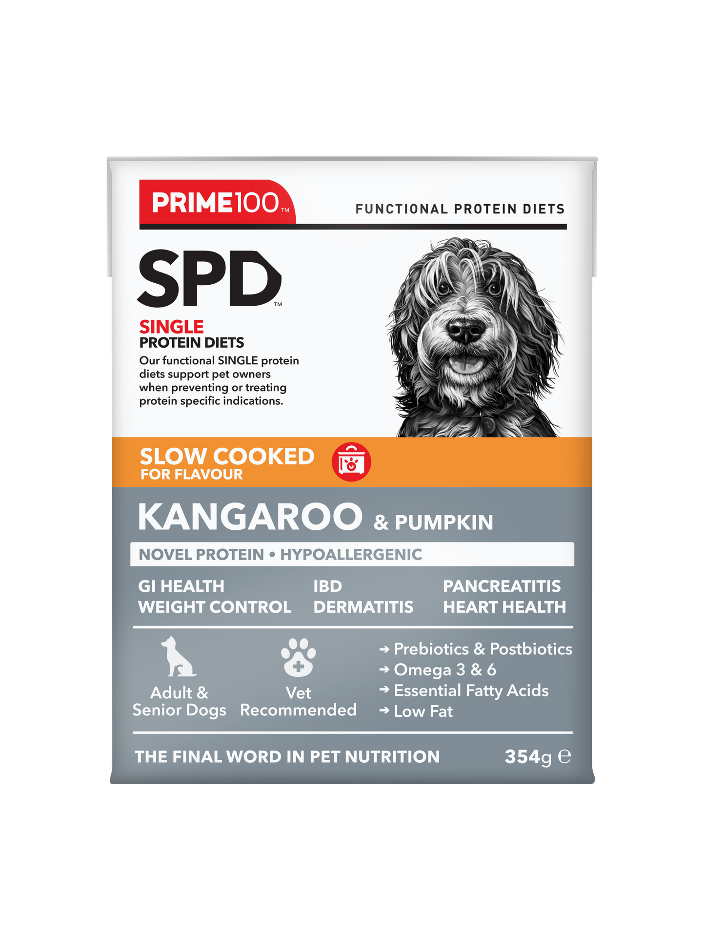 Prime100 - SPD Slow Cooked Kangaroo & Pumpkin - Tray of 12 x 354g