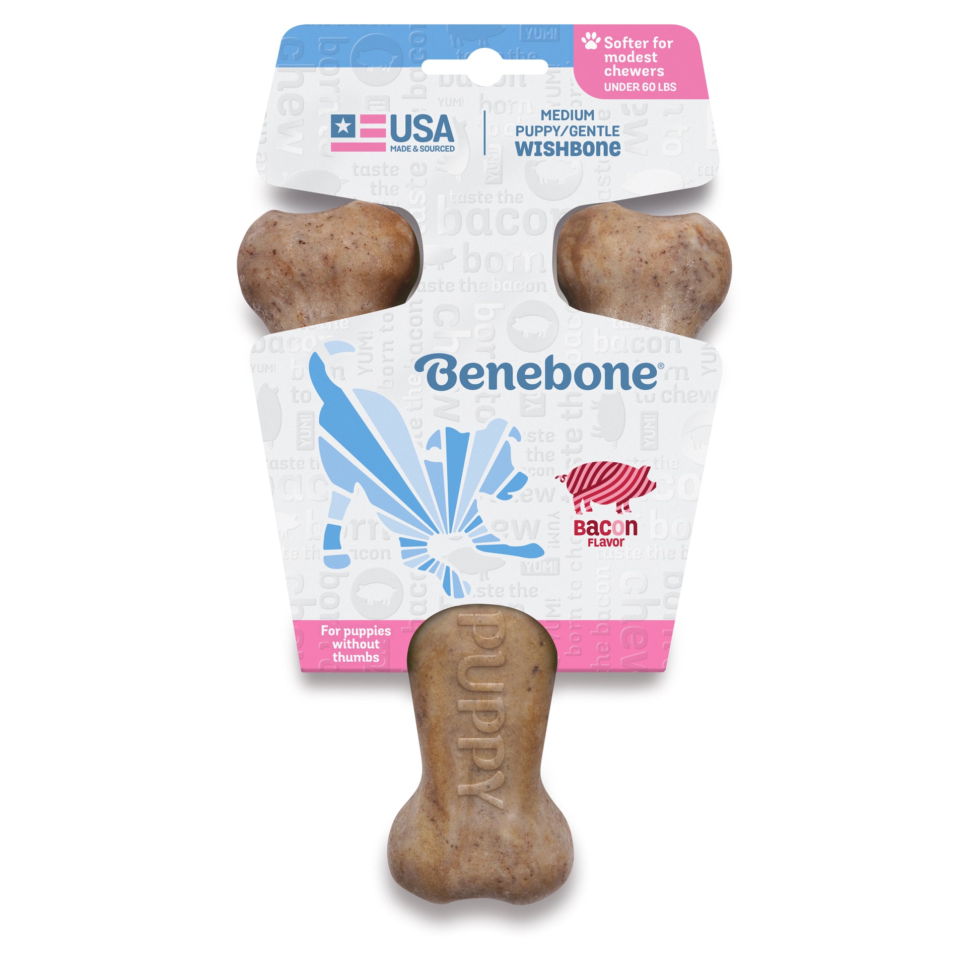 Benebone Bacon Puppy Wishbone Medium – size comparison