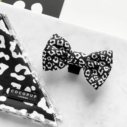 Cocopup London Bow Tie Black Leopard – detail view