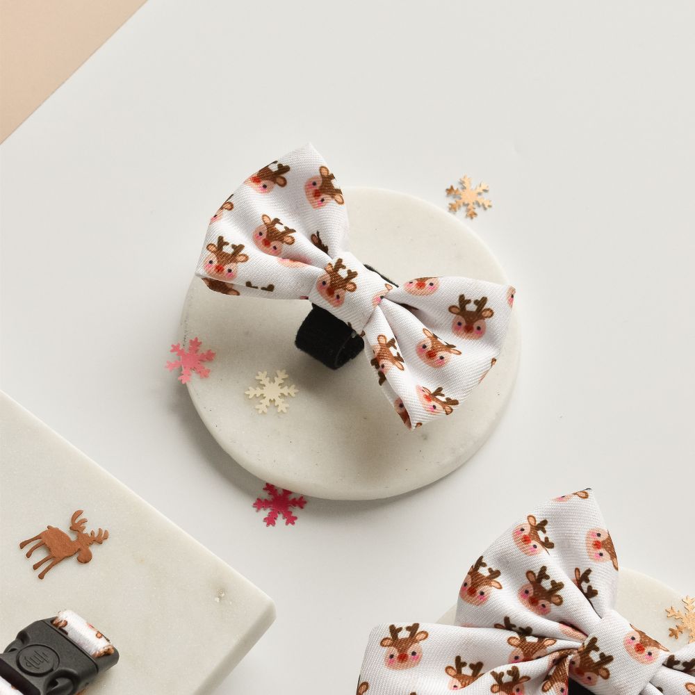 Cocopup London Bow Tie Ralphie Reindeer – festive reindeer print