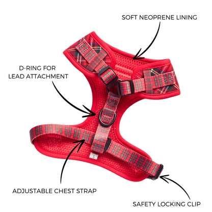 Cocopup London Tartan harness adjustable chest strap detail