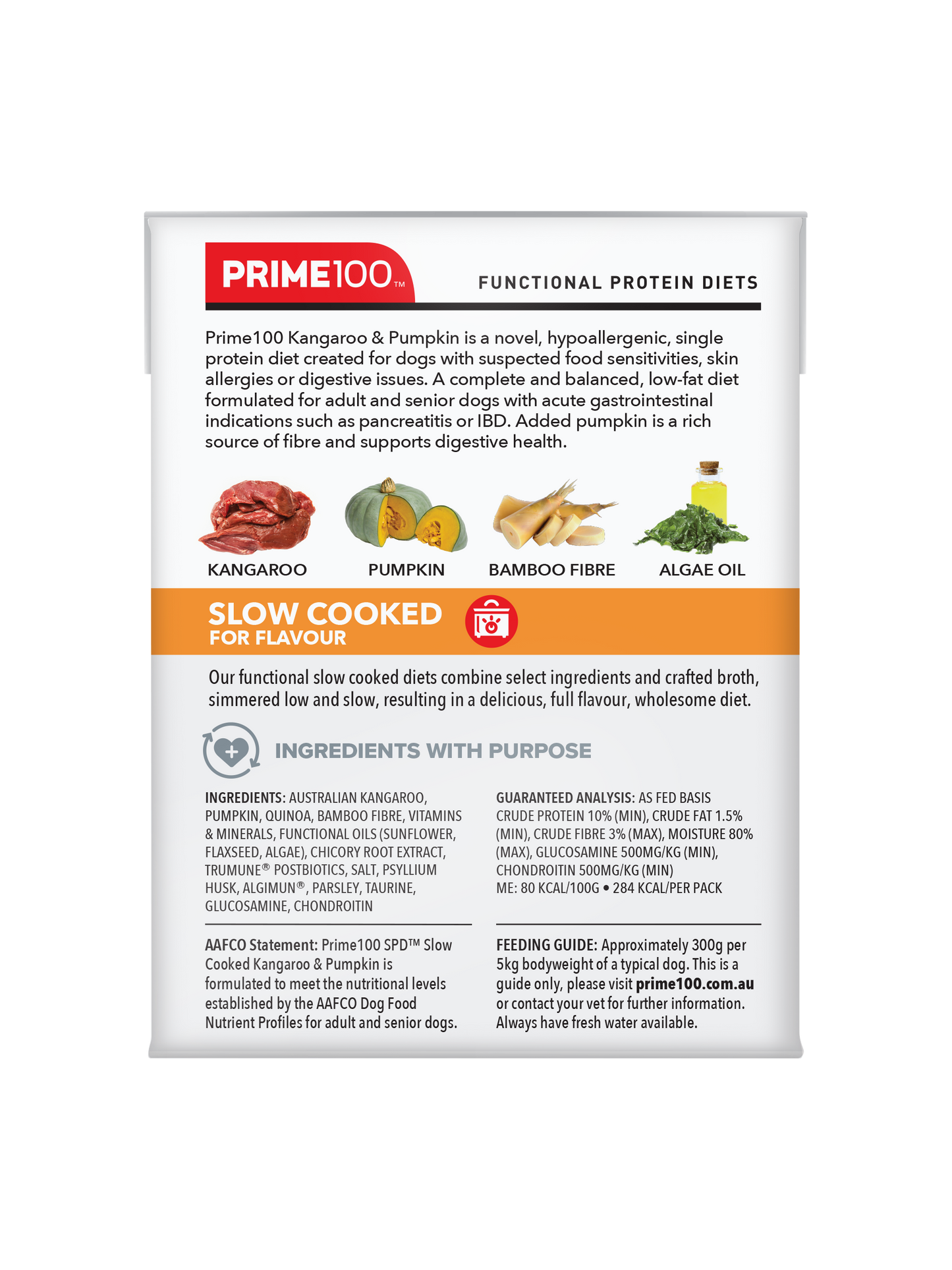 Prime100 - SPD Slow Cooked Kangaroo & Pumpkin - Tray of 12 x 354g