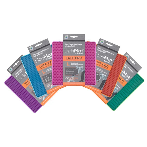 LickiMat Soother TUFF PRO fan arrangement showing all four colours
