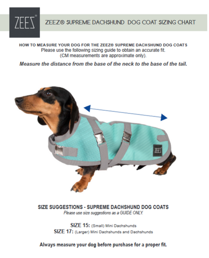 ZeeZ - Waterproof Supreme Dachshund Dog Coat - Navy Stone/Red