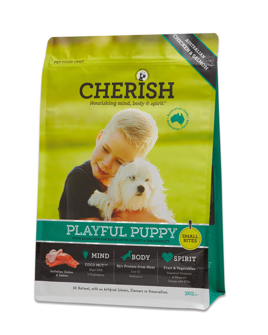 Cherish Playful Puppy Small Bites 3kg front of pack