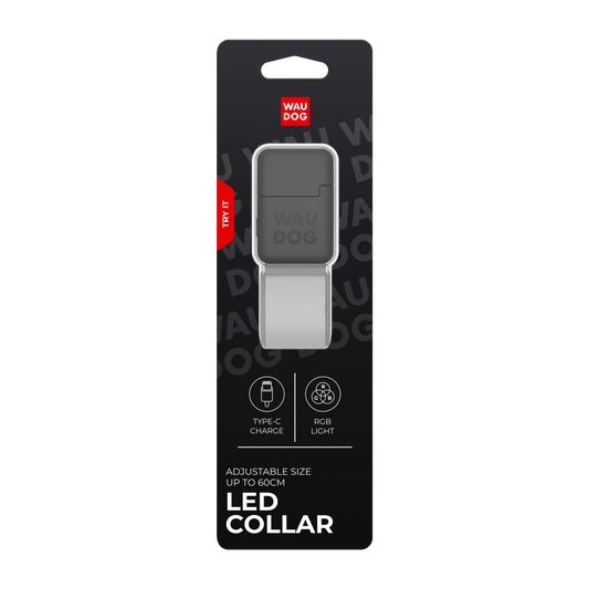 WAUDOG LED Collar - front view showing LED light strip
