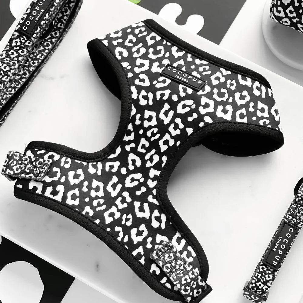 Cocopup London Adjustable Neck Harness Black Leopard