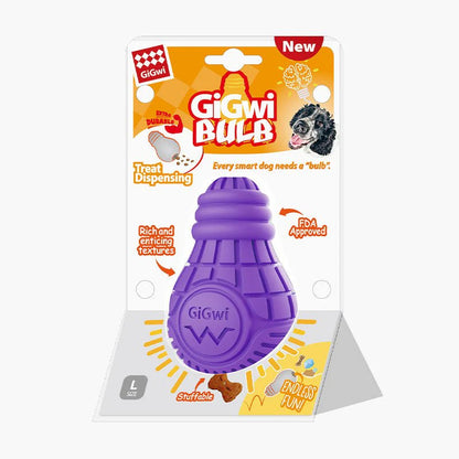GiGwi Treat Dispensing Bulb rubber dog toy - three sizes shown