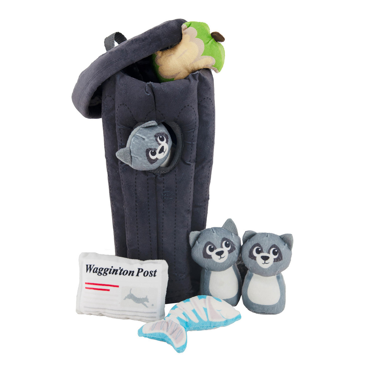 Outward Hound Hide-A-Raccoon – raccoons inside the trash bin